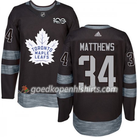 Toronto Maple Leafs Auston Matthews 34 1917-2017 100th Anniversary Adidas Zwart Authentic Shirt - Mannen